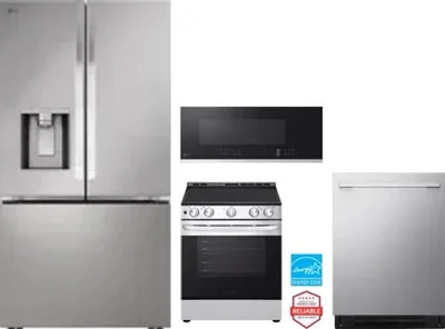 4 Piece Package Includes Refrigerator, Range, Microwave And Dishwasher