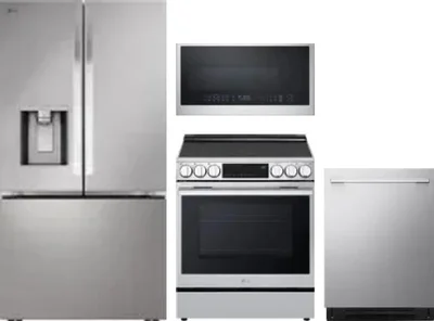 4 Piece Package Includes Refrigerator, Range, Microwave And Dishwasher