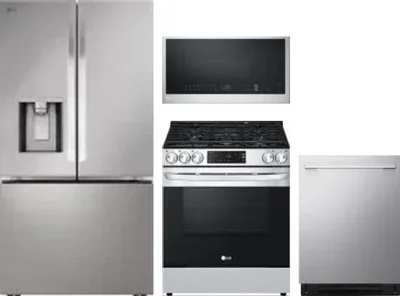 4 Piece Package Includes Refrigerator, Range, Microwave And Dishwasher