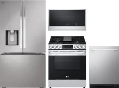 4 Piece Package Includes Refrigerator, Range, Microwave And Dishwasher