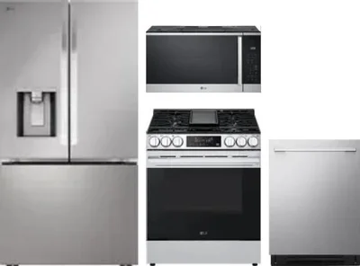 4 Piece Package Includes Refrigerator, Range, Microwave And Dishwasher