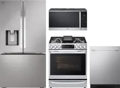 4 Piece Package Includes Refrigerator, Range, Microwave And Dishwasher