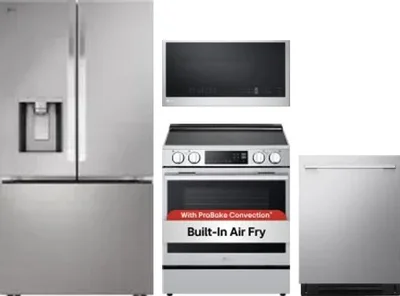 4 Piece Package Includes Refrigerator, Range, Microwave And Dishwasher