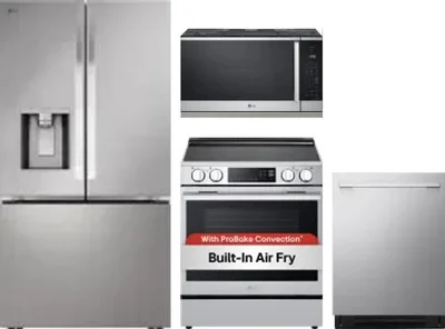 4 Piece Package Includes Refrigerator, Range, Microwave And Dishwasher
