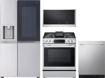 4 Piece Package Includes Refrigerator, Range, Microwave And Dishwasher