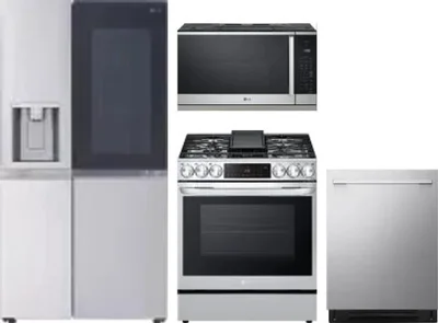 4 Piece Package Includes Refrigerator, Range, Microwave And Dishwasher