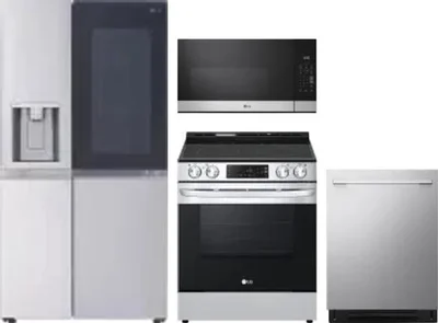 4 Piece Package Includes Refrigerator, Range, Microwave And Dishwasher
