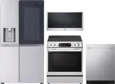 4 Piece Package Includes Refrigerator, Range, Microwave And Dishwasher