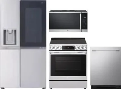 4 Piece Package Includes Refrigerator, Range, Microwave And Dishwasher