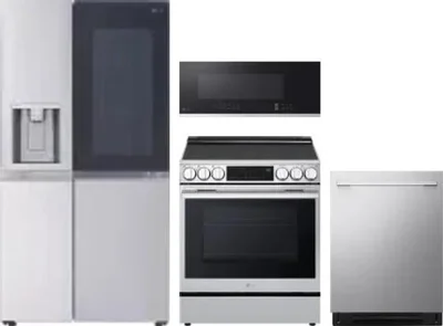 4 Piece Package Includes Refrigerator, Range, Microwave And Dishwasher