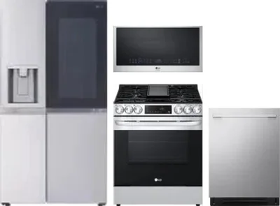 4 Piece Package Includes Refrigerator, Range, Microwave And Dishwasher