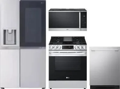 4 Piece Package Includes Refrigerator, Range, Microwave And Dishwasher