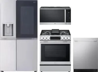 4 Piece Package Includes Refrigerator, Range, Microwave And Dishwasher