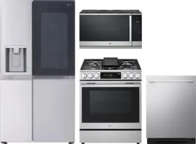 4 Piece Package Includes Refrigerator, Range, Microwave And Dishwasher