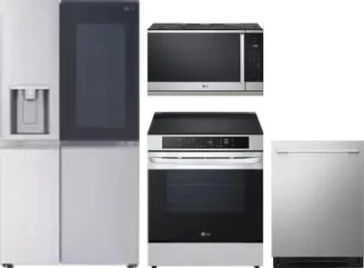 4 Piece Package Includes Refrigerator, Range, Microwave And Dishwasher