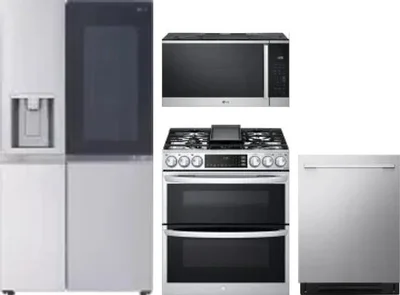 4 Piece Package Includes Refrigerator, Range, Microwave And Dishwasher