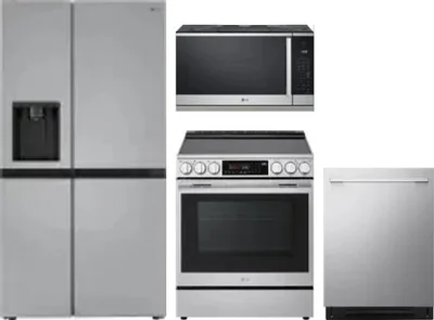 4 Piece Package Includes Refrigerator, Range, Microwave And Dishwasher