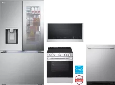 4 Piece Package Includes Refrigerator, Range, Microwave And Dishwasher