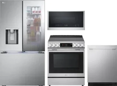 4 Piece Package Includes Refrigerator, Range, Microwave And Dishwasher