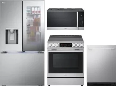 4 Piece Package Includes Refrigerator, Range, Microwave And Dishwasher