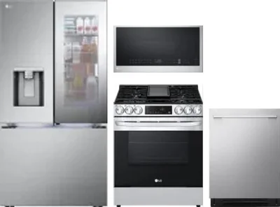 4 Piece Package Includes Refrigerator, Range, Microwave And Dishwasher