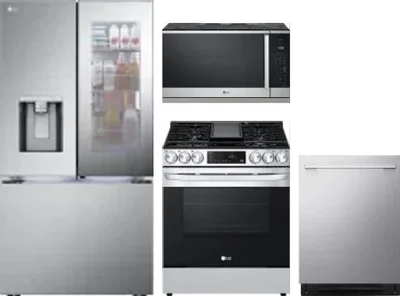 4 Piece Package Includes Refrigerator, Range, Microwave And Dishwasher