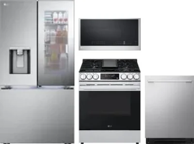 4 Piece Package Includes Refrigerator, Range, Microwave And Dishwasher