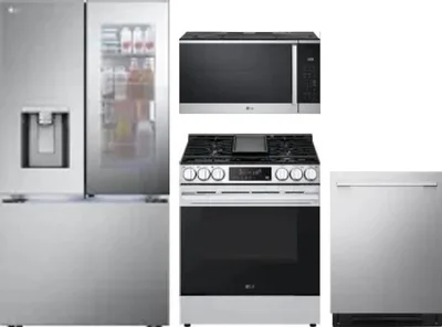 4 Piece Package Includes Refrigerator, Range, Microwave And Dishwasher