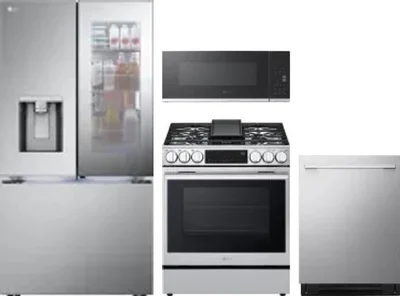 4 Piece Package Includes Refrigerator, Range, Microwave And Dishwasher