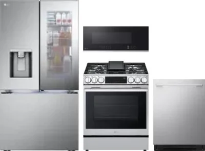 4 Piece Package Includes Refrigerator, Range, Microwave And Dishwasher