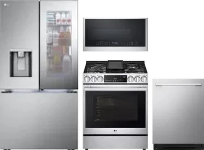 4 Piece Package Includes Refrigerator, Range, Microwave And Dishwasher