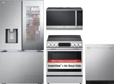 4 Piece Package Includes Refrigerator, Range, Microwave And Dishwasher