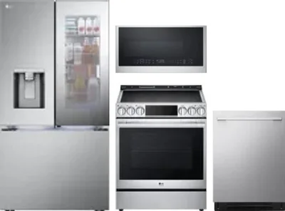 4 Piece Package Includes Refrigerator, Range, Microwave And Dishwasher