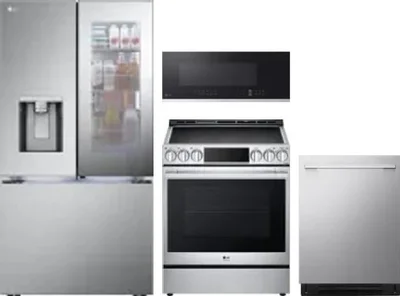 4 Piece Package Includes Refrigerator, Range, Microwave And Dishwasher