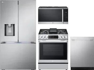 4 Piece Package Includes Refrigerator, Range, Microwave And Dishwasher