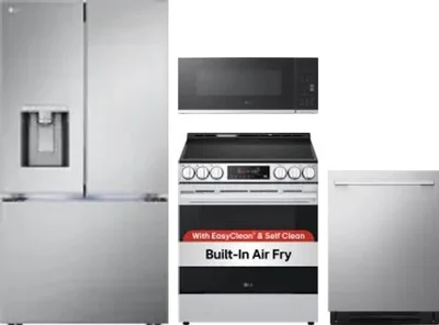 4 Piece Package Includes Refrigerator, Range, Microwave And Dishwasher