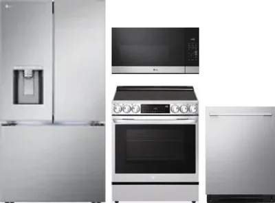 4 Piece Package Includes Refrigerator, Range, Microwave And Dishwasher