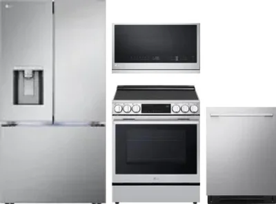 4 Piece Package Includes Refrigerator, Range, Microwave And Dishwasher