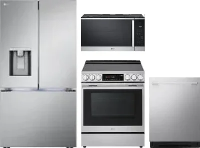 4 Piece Package Includes Refrigerator, Range, Microwave And Dishwasher