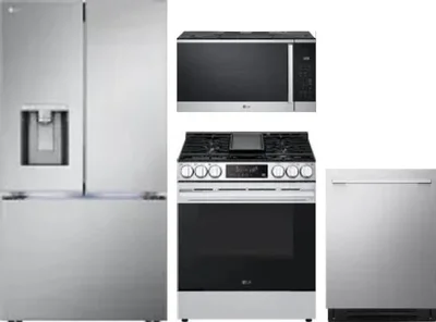 4 Piece Package Includes Refrigerator, Range, Microwave And Dishwasher
