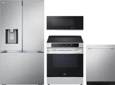 4 Piece Package Includes Refrigerator, Range, Microwave And Dishwasher