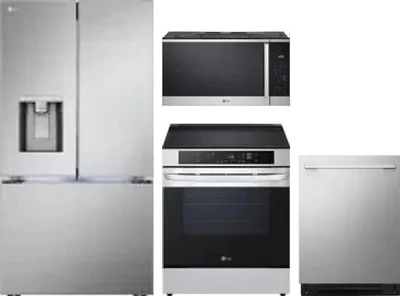 4 Piece Package Includes Refrigerator, Range, Microwave And Dishwasher