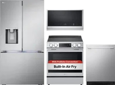 4 Piece Package Includes Refrigerator, Range, Microwave And Dishwasher