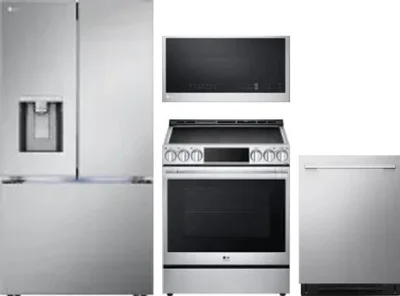 4 Piece Package Includes Refrigerator, Range, Microwave And Dishwasher