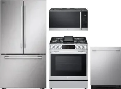 4 Piece Package Includes Refrigerator, Range, Microwave And Dishwasher