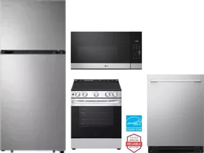 4 Piece Package Includes Refrigerator, Range, Microwave And Dishwasher