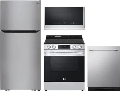 4 Piece Package Includes Refrigerator, Range, Microwave And Dishwasher