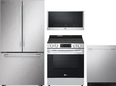 4 Piece Package Includes Refrigerator, Range, Microwave And Dishwasher