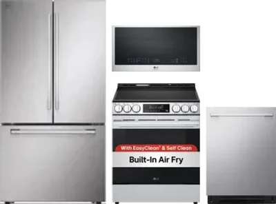 4 Piece Package Includes Refrigerator, Range, Microwave And Dishwasher