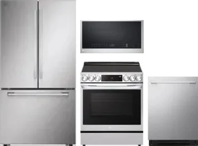 4 Piece Package Includes Refrigerator, Range, Microwave And Dishwasher